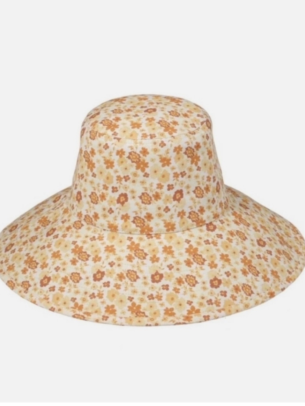 Lack Of Color Cream & Peach Floral Wide Brim Hat